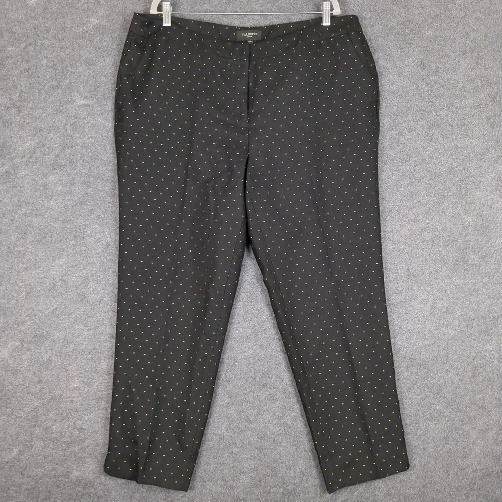 Talbots Woman Black Gold Polka Dot Embroidered Ankle Dress Pants Plus Size 16W - Picture 2 of 14